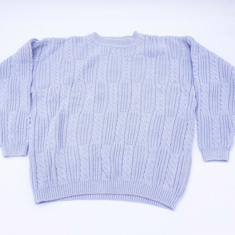 Vintage American Weekend Chunky Sweater Sz L thick Perriwinkle 80's